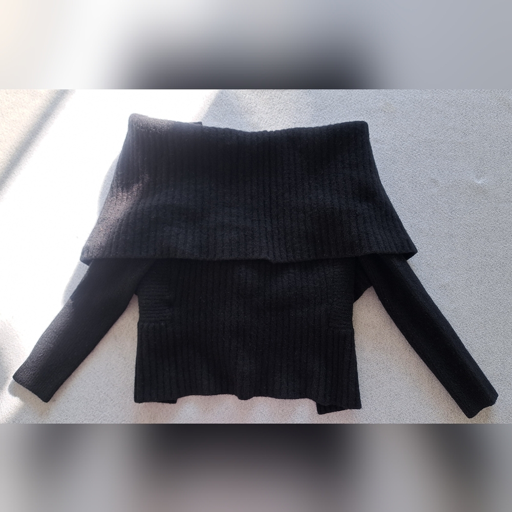 All Saints Black Ribbed Women's Knit Sweater - Picture 3 of 11